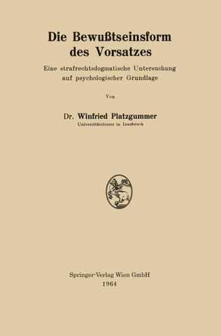 Die Bewußtseinsform des Vorsatzes