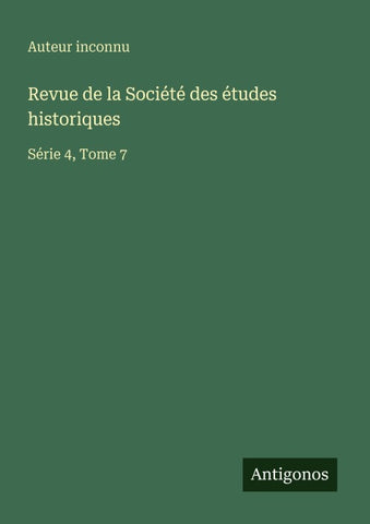 Revue de la Société des études historiques