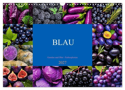 BLAU - Gemüse und Obst - Farbexplosion (Wandkalender 2027 DIN A3 quer), CALVENDO Monatskalender