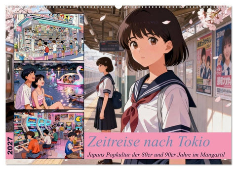 Zeitreise nach Tokio (Wandkalender 2027 DIN A2 quer), CALVENDO Monatskalender