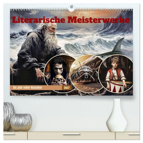 Literarische Meisterwerke (hochwertiger Premium Wandkalender 2027 DIN A2 quer), Kunstdruck in Hochglanz