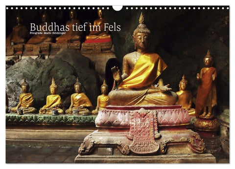 Buddhas tief im Fels (Wandkalender 2026 DIN A3 quer), CALVENDO Monatskalender