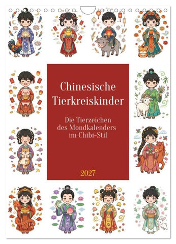 Chinesische Tierkreiskinder (Wandkalender 2027 DIN A4 hoch), CALVENDO Monatskalender