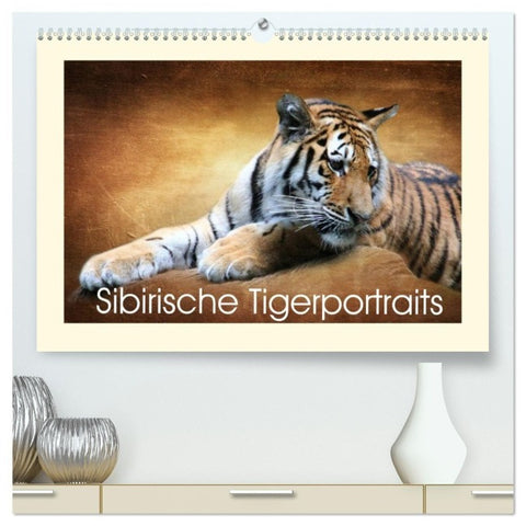 Sibirische Tigerportraits (hochwertiger Premium Wandkalender 2027 DIN A2 quer), Kunstdruck in Hochglanz