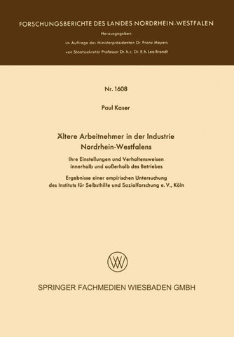 Ältere Arbeitnehmer in der Industrie Nordrhein-Westfalens