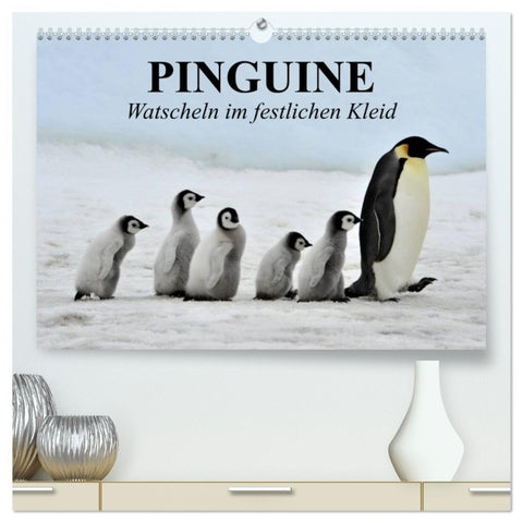 Pinguine - Watscheln im festlichen Kleid (hochwertiger Premium Wandkalender 2026 DIN A2 quer), Kunstdruck in Hochglanz
