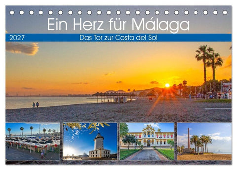Ein Herz für Málaga (Tischkalender 2027 DIN A5 quer), CALVENDO Monatskalender