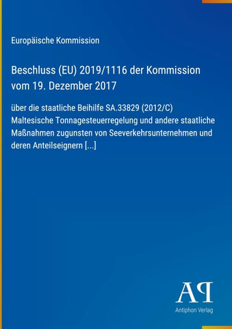 Beschluss (EU) 2019/1116 der Kommission vom 19. Dezember 2017