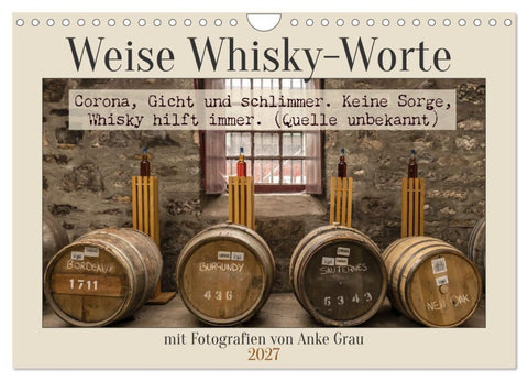 Weise Whisky-Worte (Wandkalender 2027 DIN A4 quer), CALVENDO Monatskalender