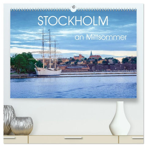 Stockholm an Mittsommer (hochwertiger Premium Wandkalender 2026 DIN A2 quer), Kunstdruck in Hochglanz
