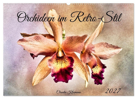 Orchideen im Retro-Stil (Wandkalender 2027 DIN A2 quer), CALVENDO Monatskalender