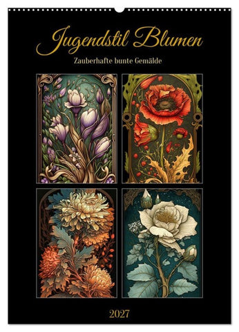 Jugendstil Blumen (Wandkalender 2027 DIN A2 hoch), CALVENDO Monatskalender