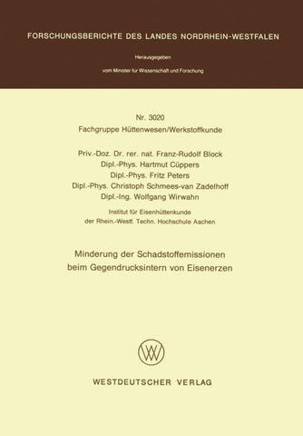 Minderung der Schadstoffemissionen beim Gegendrucksintern von Eisenerzen