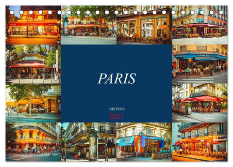 Paris Bistros (Tischkalender 2027 DIN A5 quer), CALVENDO Monatskalender