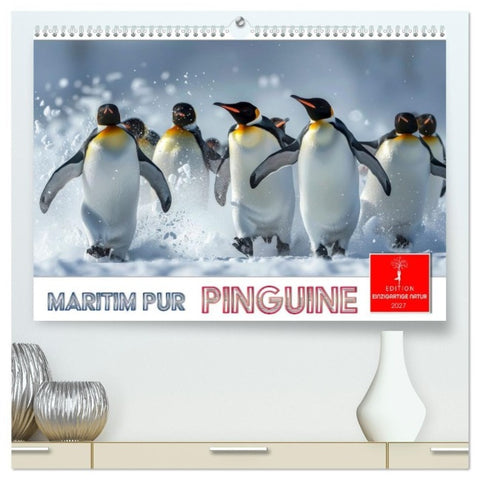 Maritim pur - Pinguine (hochwertiger Premium Wandkalender 2027 DIN A2 quer), Kunstdruck in Hochglanz