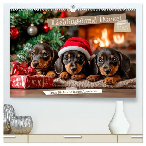 Lieblingshund Dackel (hochwertiger Premium Wandkalender 2027 DIN A2 quer), Kunstdruck in Hochglanz