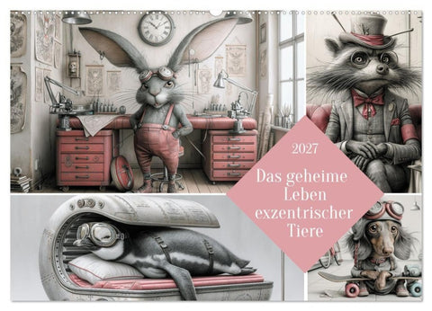 Das geheime Leben exzentrischer Tiere (Wandkalender 2027 DIN A2 quer), CALVENDO Monatskalender