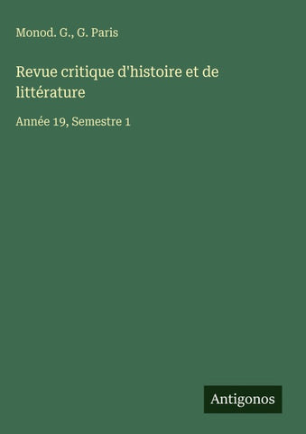 Revue critique d'histoire et de littérature
