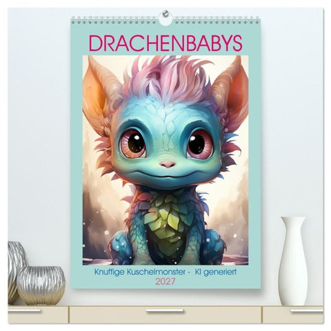 Drachenbabys (hochwertiger Premium Wandkalender 2027 DIN A2 hoch), Kunstdruck in Hochglanz