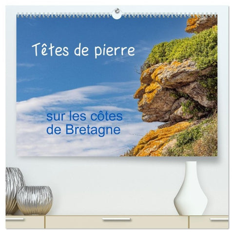 Têtes de pierre sur les côtes de Bretagne (Calendrier mural haut de gamme 2027 DIN A2 vertical), CALVENDO calendrier mensuel