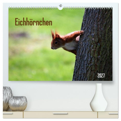 Eichhörnchen (hochwertiger Premium Wandkalender 2027 DIN A2 quer), Kunstdruck in Hochglanz