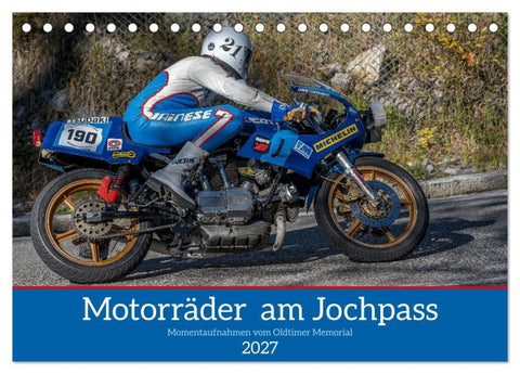 Motorräder am Jochpass (Tischkalender 2027 DIN A5 quer), CALVENDO Monatskalender