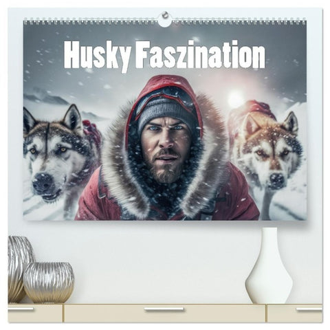 Husky Faszination (hochwertiger Premium Wandkalender 2027 DIN A2 quer), Kunstdruck in Hochglanz