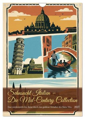 Sehnsucht Italien - Die Mid-Century Collection (Wandkalender 2027 DIN A4 hoch), CALVENDO Monatskalender