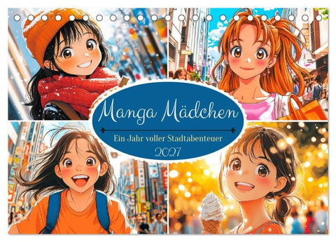 Manga Mädchen. Ein Jahr voller Stadtabenteuer (Tischkalender 2027 DIN A5 quer), CALVENDO Monatskalender