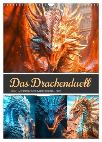 Das Drachenduell (Wandkalender 2027 DIN A3 hoch), CALVENDO Monatskalender