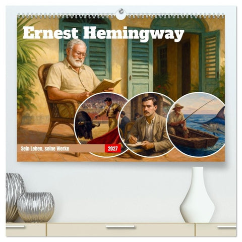 Ernest Hemingway (hochwertiger Premium Wandkalender 2027 DIN A2 quer), Kunstdruck in Hochglanz