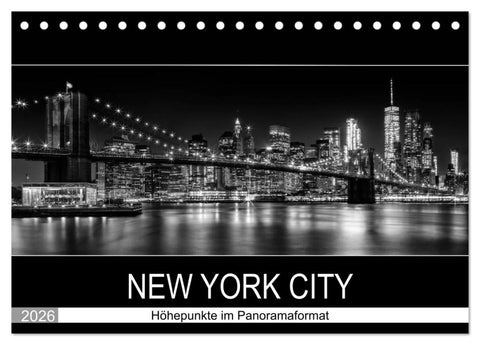 NEW YORK CITY Höhepunkte im Panoramaformat (Tischkalender 2026 DIN A5 quer), CALVENDO Monatskalender