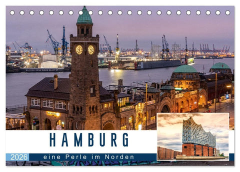Hamburg eine Perle im Norden (Tischkalender 2026 DIN A5 quer), CALVENDO Monatskalender