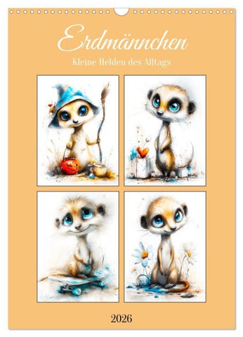 Erdmännchen. Kleine Helden des Alltags (Wandkalender 2026 DIN A3 hoch), CALVENDO Monatskalender