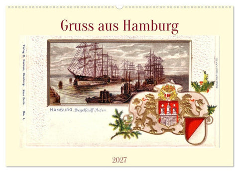 Gruss aus Hamburg (Wandkalender 2027 DIN A2 quer), CALVENDO Monatskalender