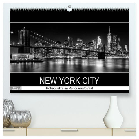 NEW YORK CITY Höhepunkte im Panoramaformat (hochwertiger Premium Wandkalender 2026 DIN A2 quer), Kunstdruck in Hochglanz