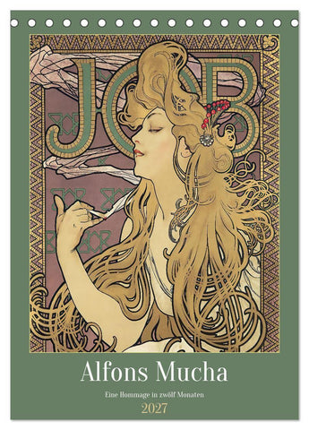 Alfons Mucha - Eine Hommage in zwölf Monaten (Tischkalender 2027 DIN A5 hoch), CALVENDO Monatskalender