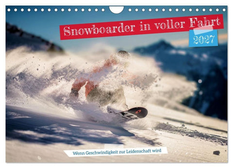 Snowboarder in voller Fahrt (Wandkalender 2027 DIN A4 quer), CALVENDO Monatskalender