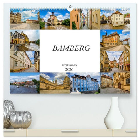 Bamberg Impressionen (hochwertiger Premium Wandkalender 2026 DIN A2 quer), Kunstdruck in Hochglanz