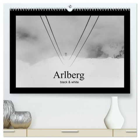 Arlberg black and white (hochwertiger Premium Wandkalender 2027 DIN A2 quer), Kunstdruck in Hochglanz