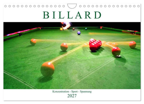 Billard. Konzentration - Sport - Spannung (Wandkalender 2027 DIN A4 quer), CALVENDO Monatskalender