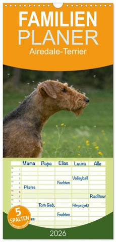 Familienplaner 2026 - Airedale-Terrier, was sonst! mit 5 Spalten (Wandkalender, 21 x 45 cm) CALVENDO