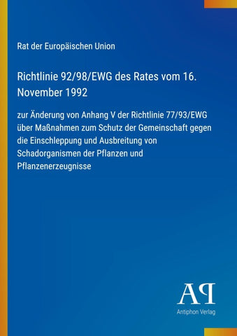 Richtlinie 92/98/EWG des Rates vom 16. November 1992