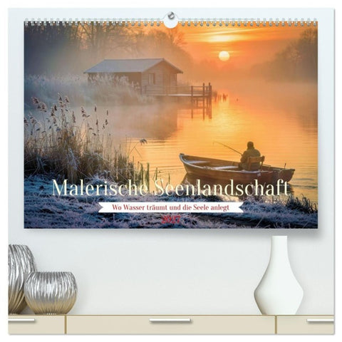Malerische Seenlandschaft (hochwertiger Premium Wandkalender 2027 DIN A2 quer), Kunstdruck in Hochglanz