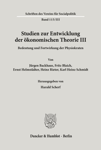 Bedeutung und Fortwirkung der Physiokraten.