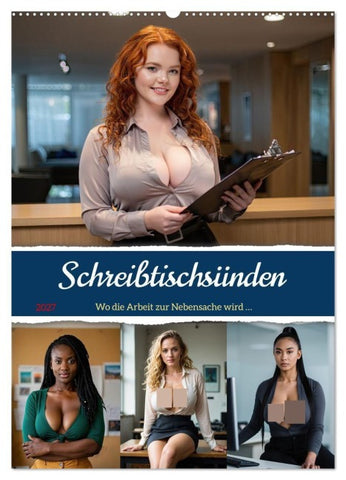 Schreibtischsünden (Wandkalender 2027 DIN A2 hoch), CALVENDO Monatskalender