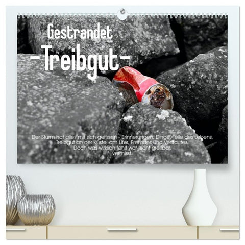 Gestrandet -Treibgut- (hochwertiger Premium Wandkalender 2027 DIN A2 quer), Kunstdruck in Hochglanz