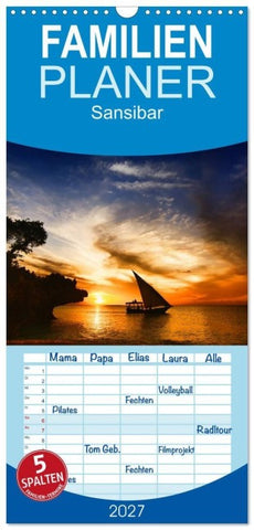 Familienplaner 2027 - Sansibar mit 5 Spalten (Wandkalender, 21 x 45 cm) CALVENDO