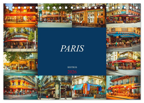 Paris Bistros (Tischkalender 2026 DIN A5 quer), CALVENDO Monatskalender