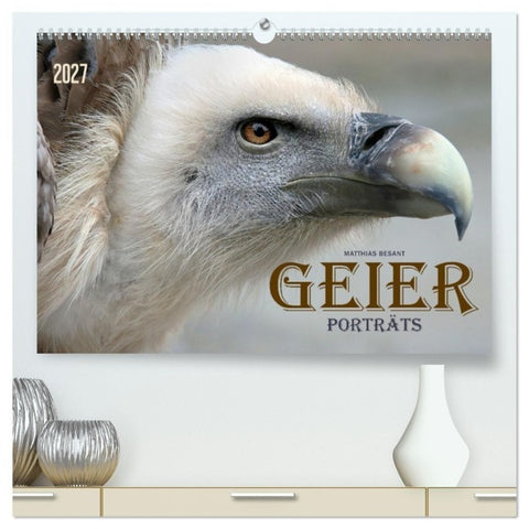 GEIERPORTRÄTS (hochwertiger Premium Wandkalender 2027 DIN A2 quer), Kunstdruck in Hochglanz